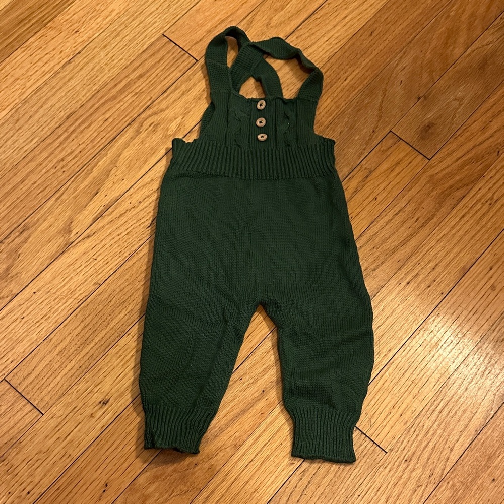 Fin and Vince baby romper Green Knit Kids Overalls 0-3 months